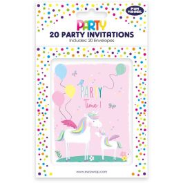 20PK UNICORN PARTY INVITATIONS