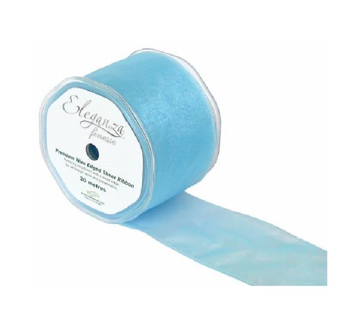 WIRED RIBBON 70MMX20M LIGHT BLUE