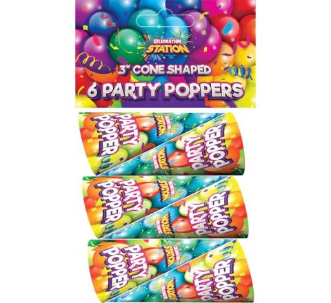 16PK HOLOGRAPHIC RED PARTY POPPERS