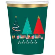 8PK 250ml TRADITIONAL CHRISTMAS PAPER CUPS