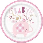 8PK 9in PINK ELEPHANT PLATES