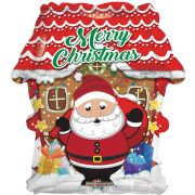 18in MERRY CHRISTMAS SANTA AND HOUSE FOIL BALLOON