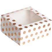 2PK FOIL ROSE GOLD POLKA DOT SQUARE TREAT BOXES WITH WINDOW