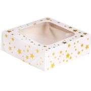 3PK FOIL GOLD STAR SMALL SQUARE TREAT BOXES WITH WINDOW
