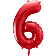 86cm RED NUMBER 6 FOIL BALLOON