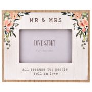 6x4in MR & MRS WOODEN PHOTO FRAME