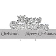 SILVER MERRY CHRISTMAS CAKE DECORATION