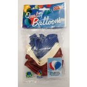 20PK 12in RED/WHITE/BLUE BALLOONS