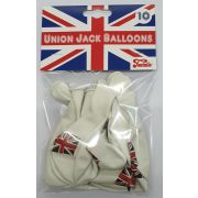 10PK 12in WHITE PRINTED RED & BLUE UNION JACK