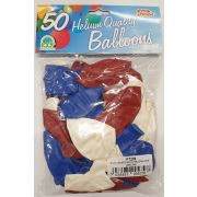 50PK 12in RED/WHITE/BLUE BALLOONS