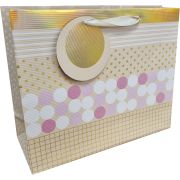 GOLD WITH PINK DOTS LARGE GIFT BAG 6S