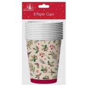 8PK TRADITIONAL CHRISTMAS PAPER CUPS