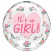 IT'S A GIRL FLORAL CLEARZ BALLOON