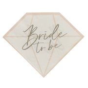 16PK DIAMOND 'BRIDE TO BE' PAPER NAPKINS