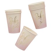 8PK PINK 'BABY GIRL' PAPER CUPS