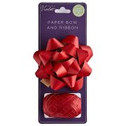 2PC RED PAPER LARGE BOW & COP 12S
