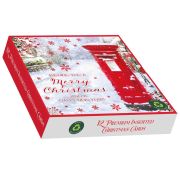 12PK SQUARE CHRISTMAS POST PREMIUM BOXED CARDS