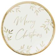 8PK GOLD FOILED 'MERRY CHRISTMAS' PAPER PLATES