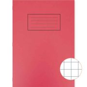 A4 80PG EXERCISE BOOK 10MM SQUARES RED COVER 10S