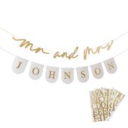 2m PERSONALISED MR & MRS BANNER GOLD FOILED STICKER SHEETS