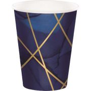 (8) 9oz NAVY AND GOLD PAPER CUPS