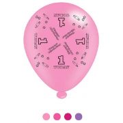 (8) 10IN ASST AGE 1 PINK BIRTHDAY BALLOONS  6