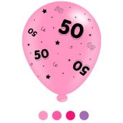 (8) 10IN ASST AGE 50 PINK MIX BALLOONS  6S