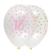 (6) 12IN PINK CHIC AGE 18 CLEAR BALLOONS