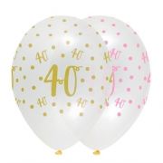 (6) 12IN PINK CHIC AGE 40 CLEAR BALLOONS