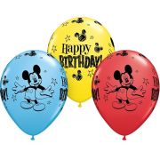 (25) 11IN MICKEY MOUSE B/DAY QUALATEX