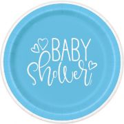 (8) 9in BLUE BABY SHOWER PLATES