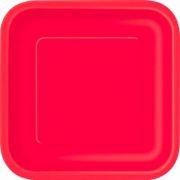 (14) RUBY RED 9IN SQUARE PLATES