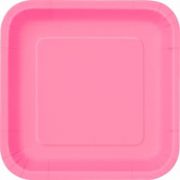 (14) HOT PINK 9IN SQUARE PLATES