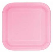 (14) 9IN LOVELY PINK SQUARE PLATES