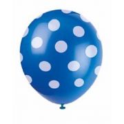 (6) 12IN ROYAL BLUE DOTS BALLOONS