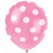 (6) 12IN HOT PINK DOTS BALLOONS