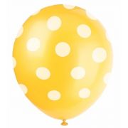 (6) 12IN YELLOW DOTS BALLOONS