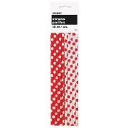 (10) RED DOTS PAPER STRAWS