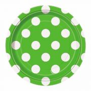 (8) 7IN LIME GREEN DOTS PLATES