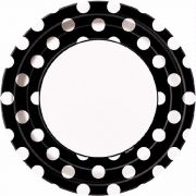 (8) 9IN BLACK DOTS PLATES