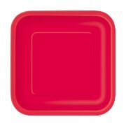 (16) 7IN RUBY RED SQUARE PLATES