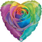 18in RAINBOW ROSE HOLOGRAPHIC FOIL BALLOON