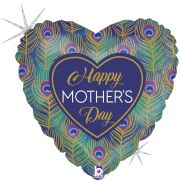 18in GLITTER PEACOCK MOTHERS DAY FOIL BALLOON