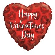 18in HAPPY VALENTINES DAY RED KISSES ECO FOIL BALLOON