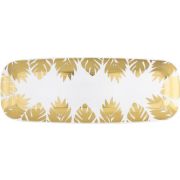 GOLD TROPICAL LEAVES PLASTIC SERVING TRAY