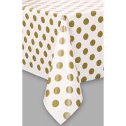 GOLD DOTS PLASTIC TABLE COVER