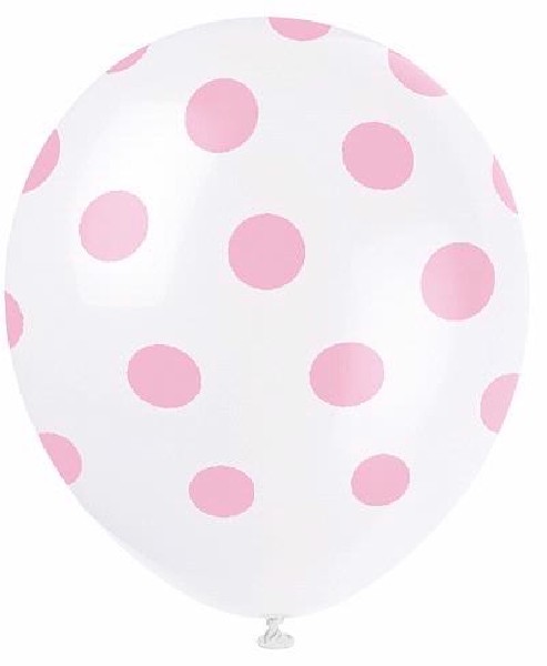 (6) 12IN LOVELY PINK DOTS BALLOONS