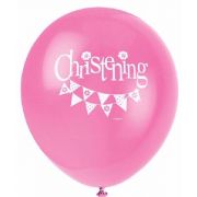 (8) 12IN PINK CHRISTENING BALLOONS