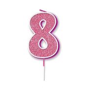 PINK AND SILVER GLITTER NO.8 CANDLE