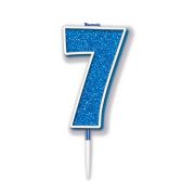BLUE AND SILVER GLITTER NO.7 CANDLE